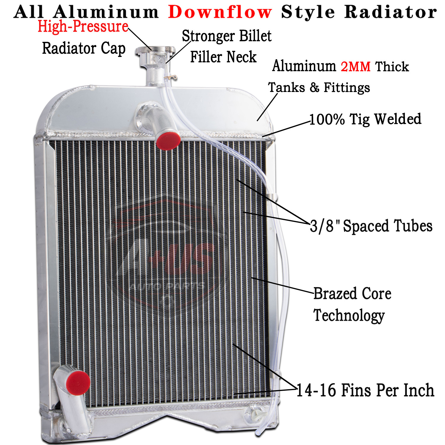Aluminum 3 Row Tractor Radiator For Ford 2N 8N 9N Model 8N8005 w/ Radiator Cap