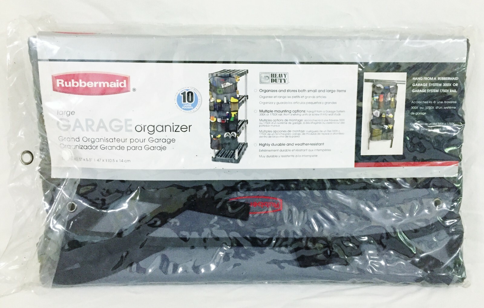 Rubbermaid 10 Pocket Large Garage Organizer Heavy Duty 18.5″ X 43.5″ X 5.5″
