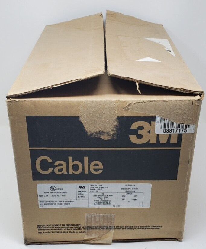 NEW – OLD STOCK – 3M 3659/64 – Round, Jacketed, Flat Cable – 100ft – 30.5m