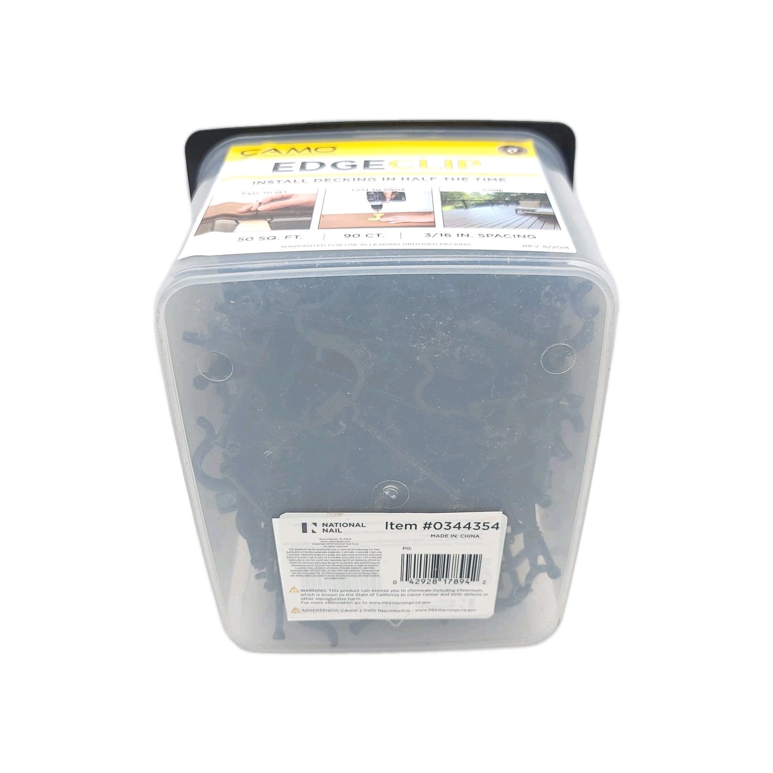 CAMO EdgeClip Hidden Deck Fasteners 90 Count 50 Sq Ft 3/16″ Spacing Grooved