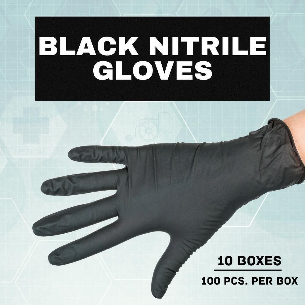 Large Black Nitrile Exam Gloves, Powder-Free and Latex Free, 4 Mil [1000 Pack]