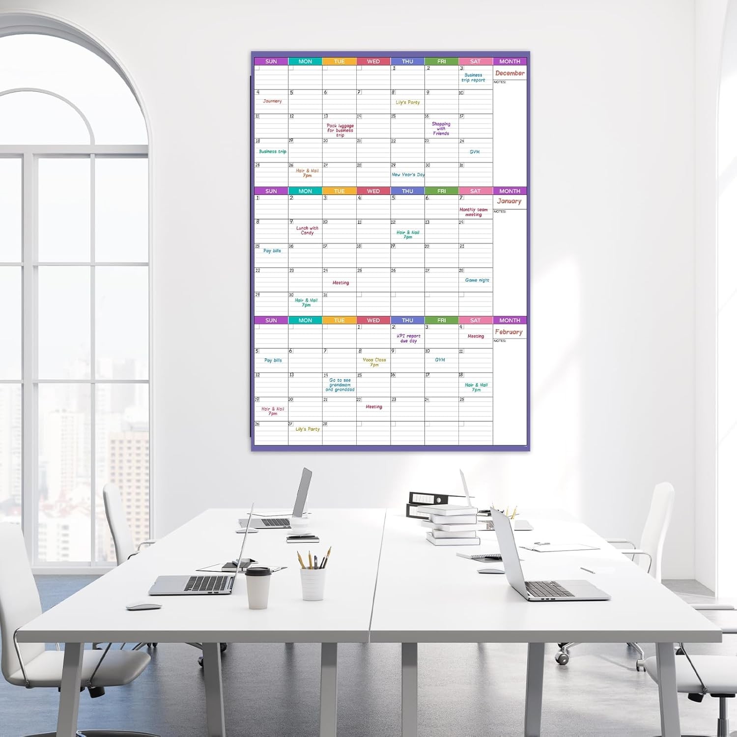 Large Dry Erase Calendar For Wall – Undated 3 Month Calendar, 28» x 40»,…