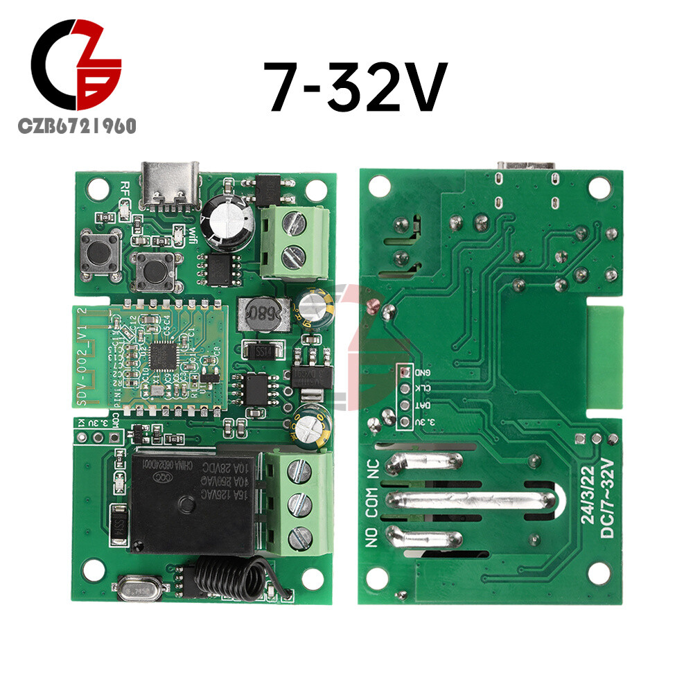 AC/DC7-32V/AC220V 1-CH Pro Self-Locking APP Smart WIFI Bluetooth Relay Module