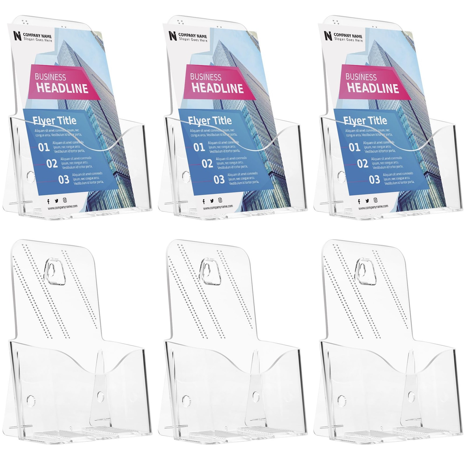 Viymgit Acrylic Brochure Holder 6 x 8 Inches, 6-Pack Clear Plastic Display St…