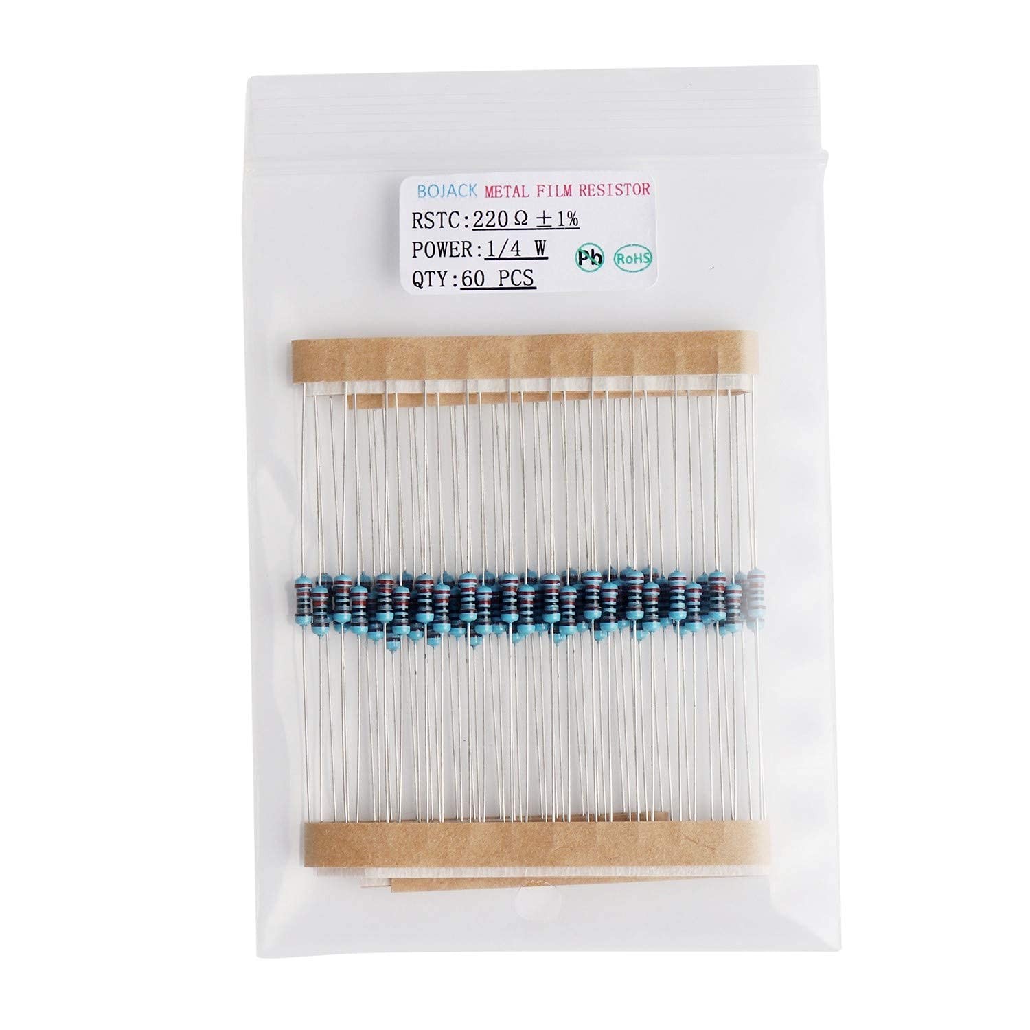 BOJACK 630 Pcs 17 Values Resistor Kit 0 Ohm-1M Ohm with 1% 1/4W Metal 1/4 W