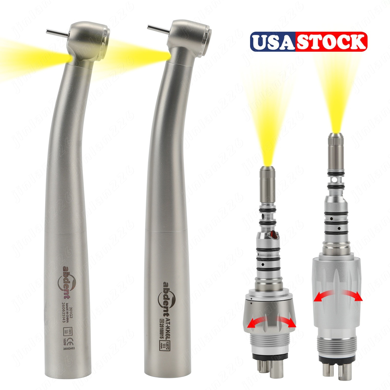 ABDENT Dental High Speed Handpiece With 4/6 Hole Quick Coupler 360° Swivel USA