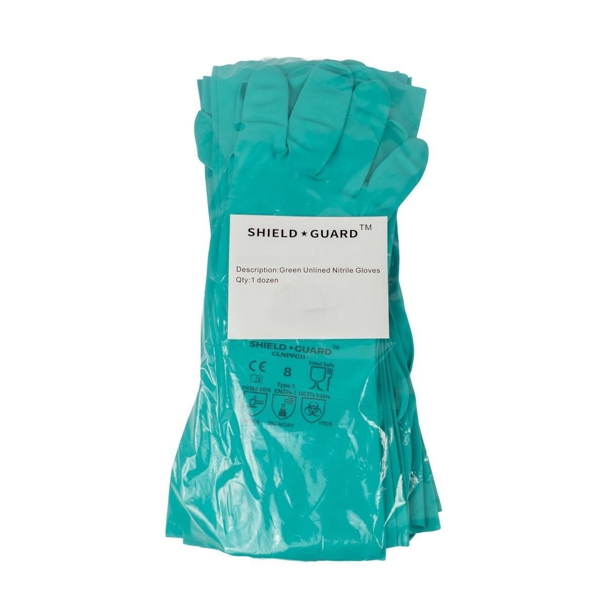 1 DZ 11 Mil HD Chemical Resistant Diamond Textured Green Nitrile Gloves X-Large