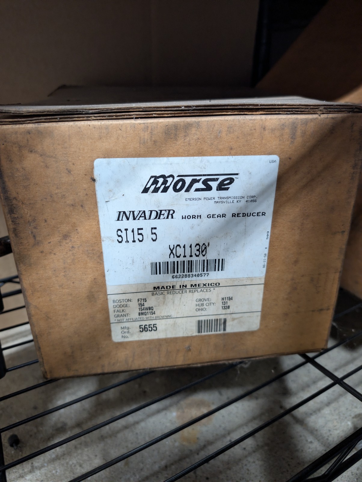 Morse Invader SI15 5 XC1130 5:1 Worm Gear Reducer