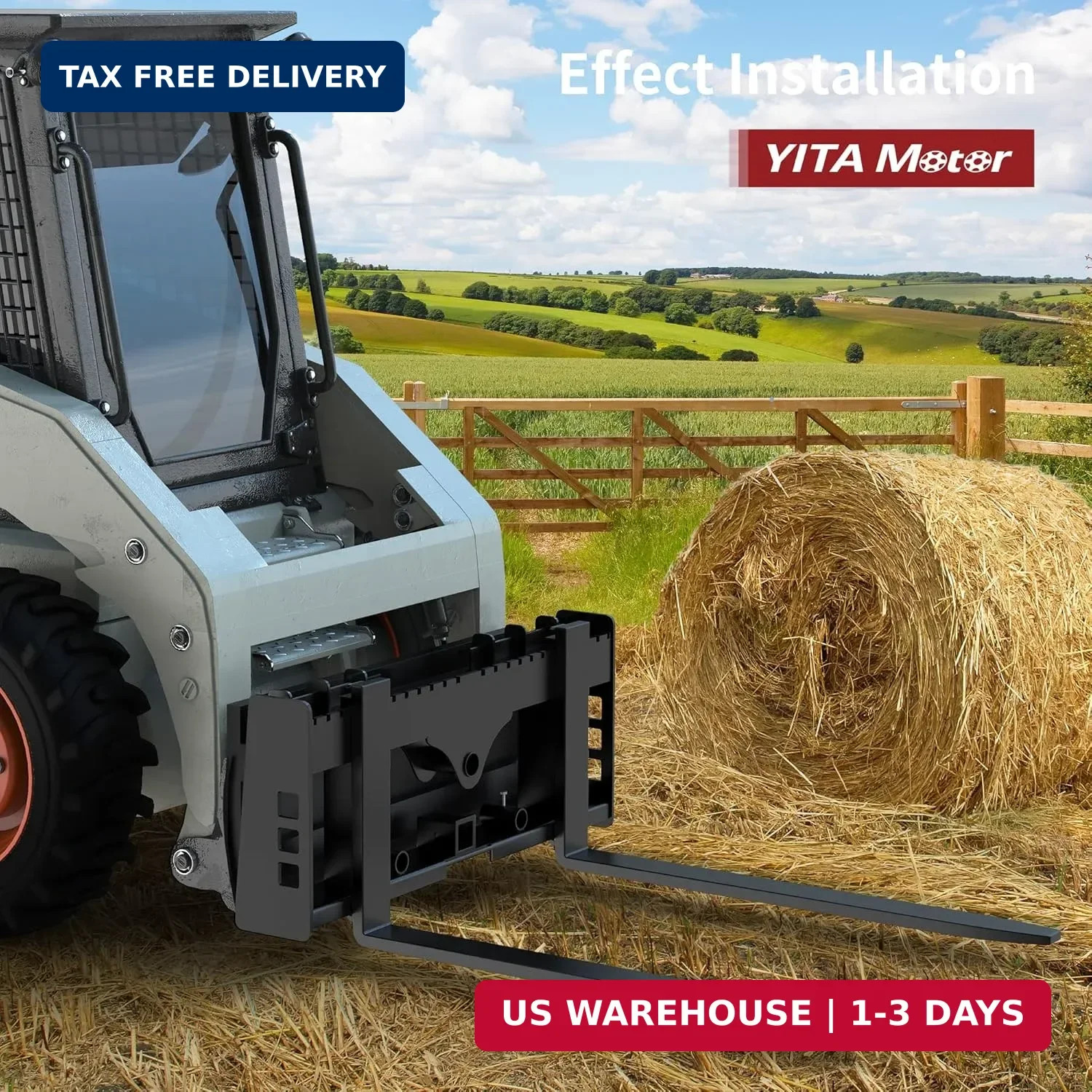 YITAMOTOR 42″ Pallet Forks Forklift Blades, 2500lbs Universal Skid Steer Pallet
