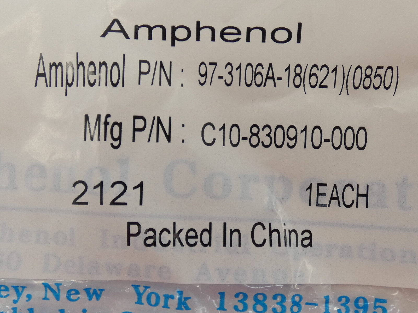 Amphenol 97-3106A-18 Connector Shell Only, C10-830910-000 – NEW Surplus!