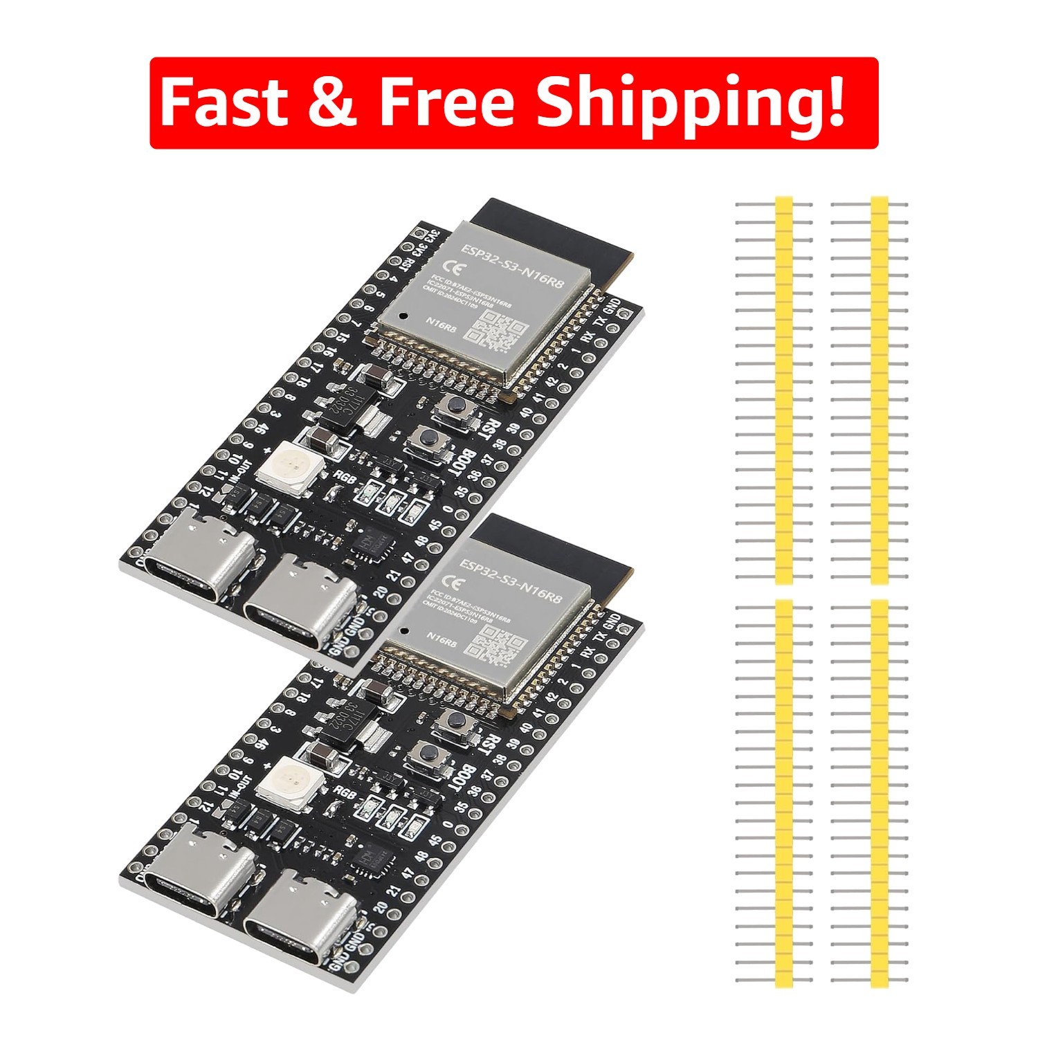2PCS S3-DevKit N16R8 Development Boards – Type-C Wi-Fi & Bluetooth IoT Module