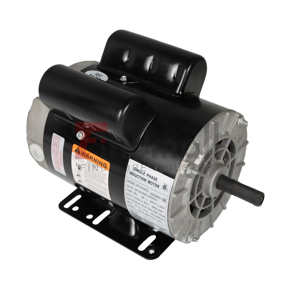 3450 RPM 3 HP SPL Electric Motor Compressor Duty 56 Frame 1 Phase 115/230 Volts