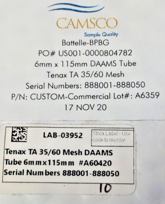 Camsco Tenax TA 35/60 Mesh Daams 6mm x 115mm Tube Qty 10 New