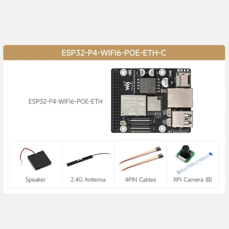 WAVESHARE ESP32-P4-WIFI6-POE-ETH Development Board Supports Power Over Ethernet