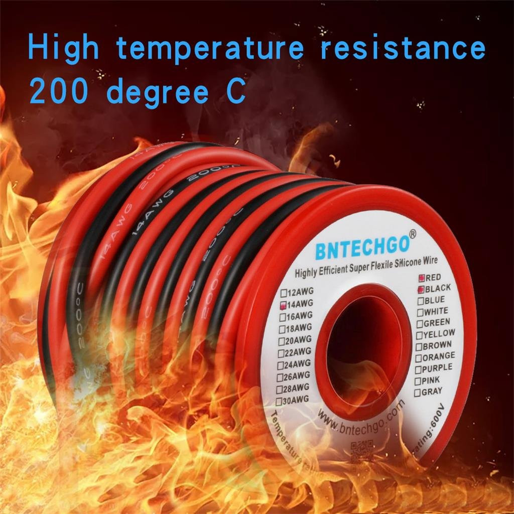 14 Gauge Silicone Wire Spool Red and Black Each 20Ft 2 Separate Wires Flexible 1