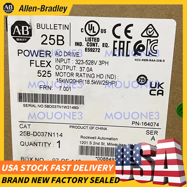 Brand New Allen-Bradley 25B-D037N114 PowerFlex 525 18.5kW (25Hp) AC Drive