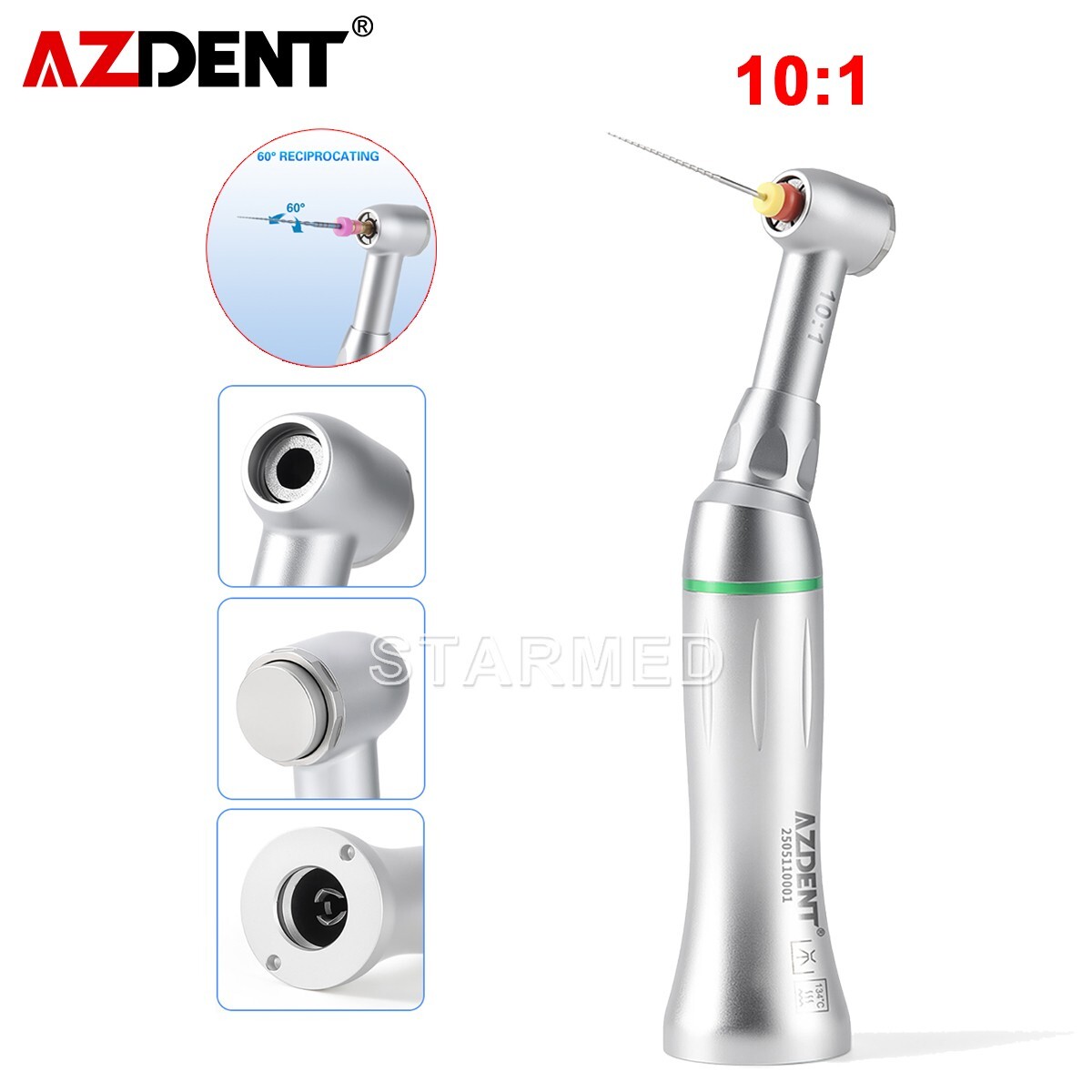 AZDENT Dental Endo Reciprocating Handpiece 10:1 Contra Angle Endodontic 60° M4