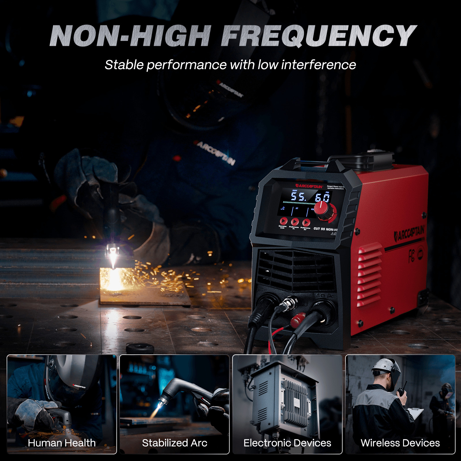 2026 ARCCAPTAIN CUT55 NON-HF Plasma Cutter Dual Voltage Blowback Pilot Arc