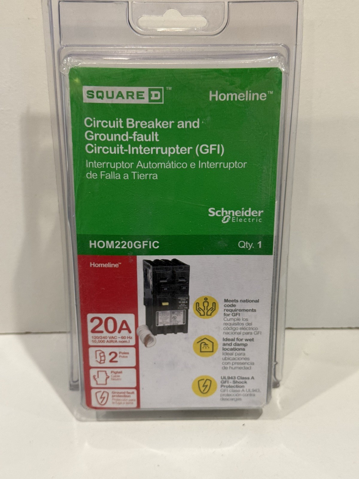 Square D HOM220GFIC 20 A Circuit Breaker *NIB*