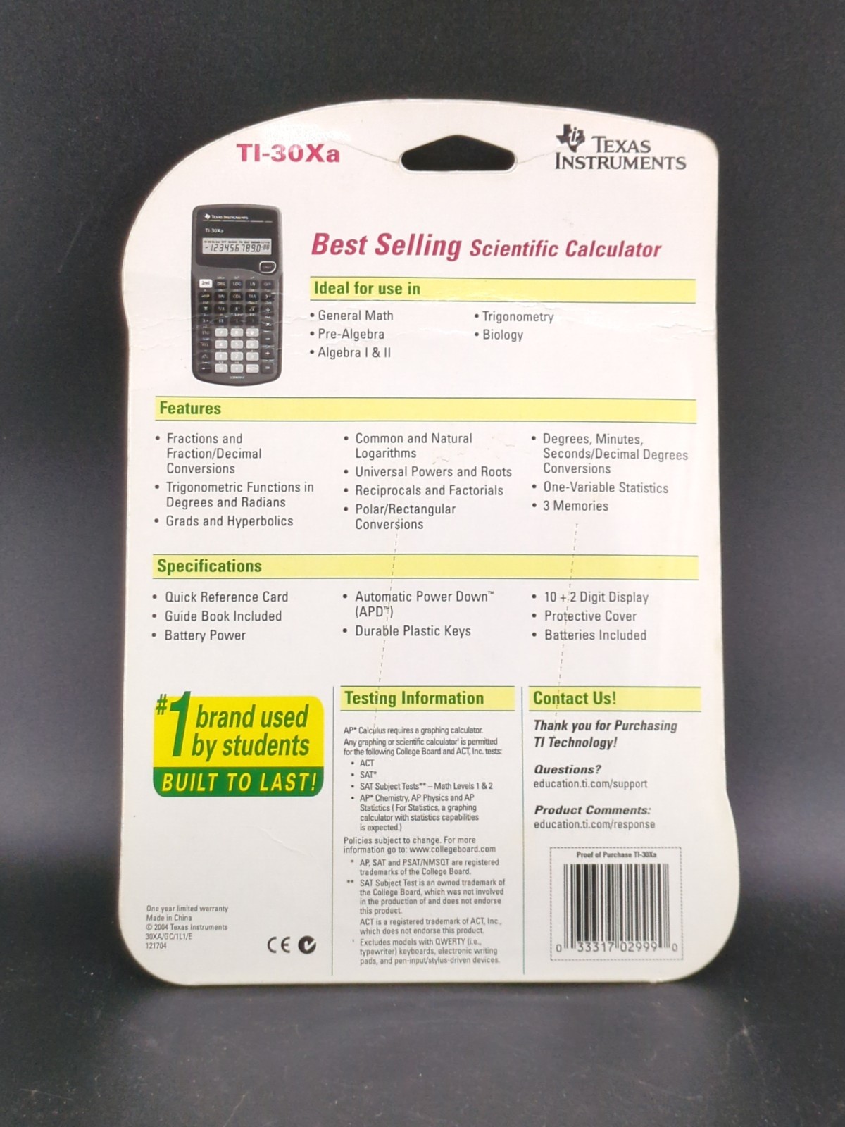 Texas Instruments TI-30Xa Scientific Calculator Factory Sealed NEW