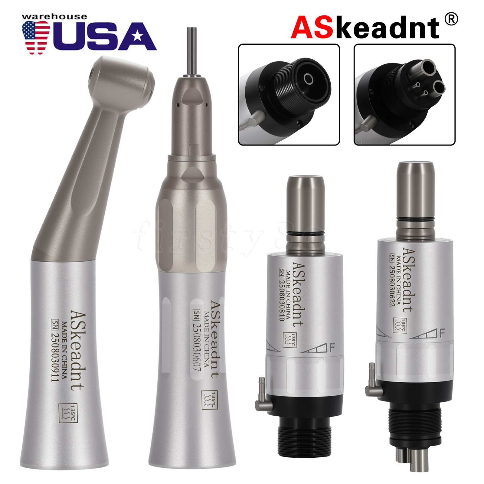 ASkeadnt Dental Slow Low Speed Handpiece Straight Contra Angle Air Motor 4/2Hole