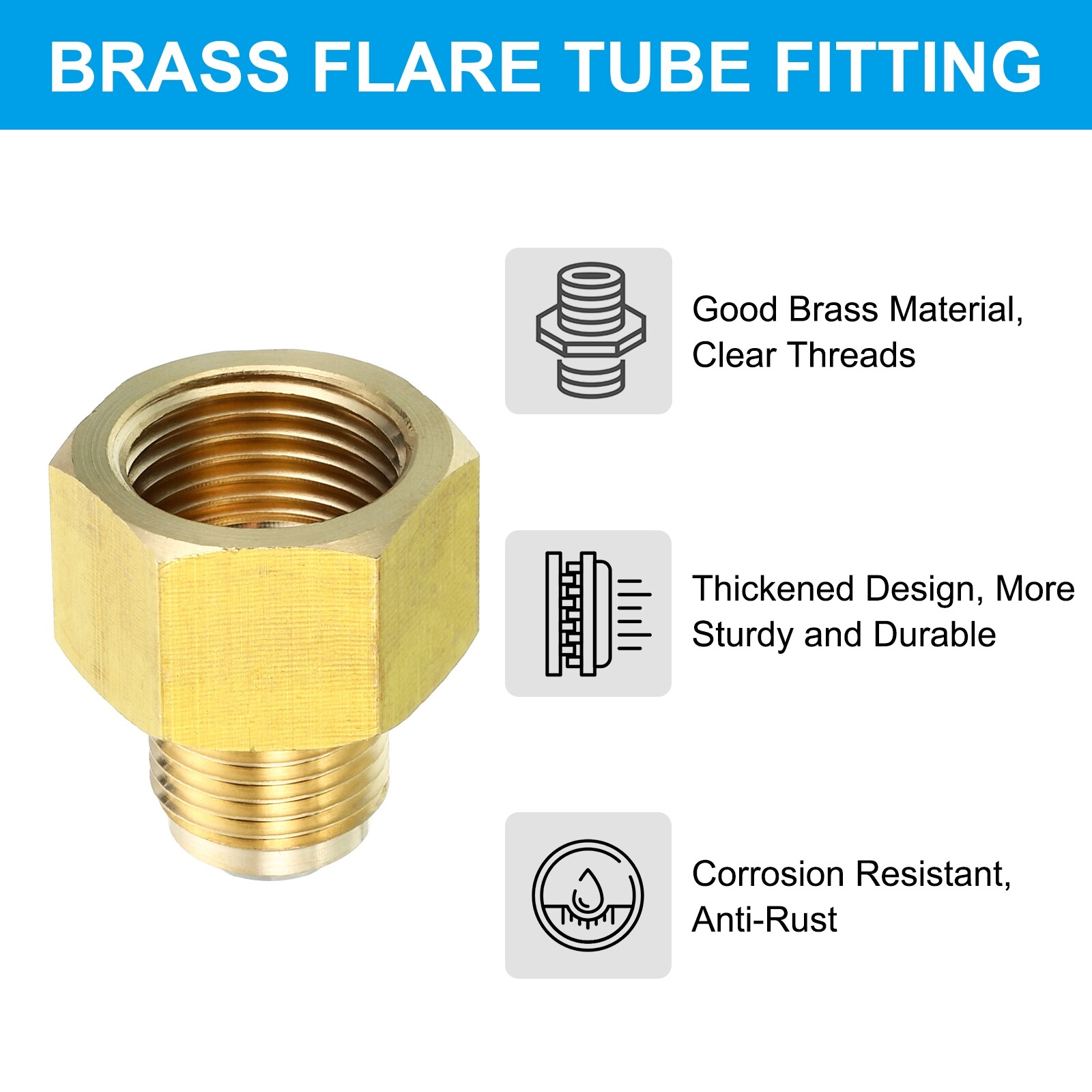 1/2″ Female Flare x 3/8″ Male Flare Connector Brass Adapter Reducing