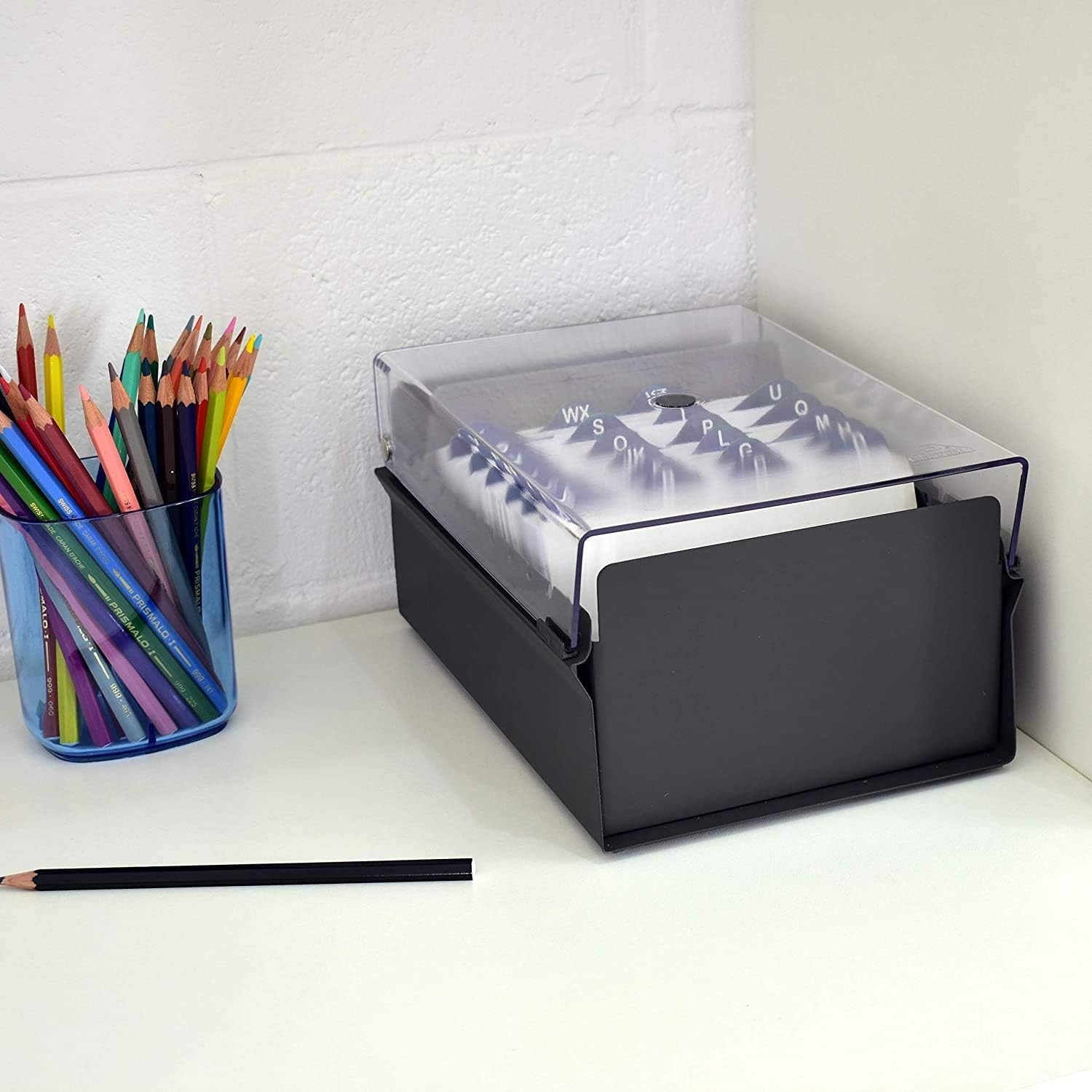 Metal Base Card File Holder Organizer 4×6 – Black