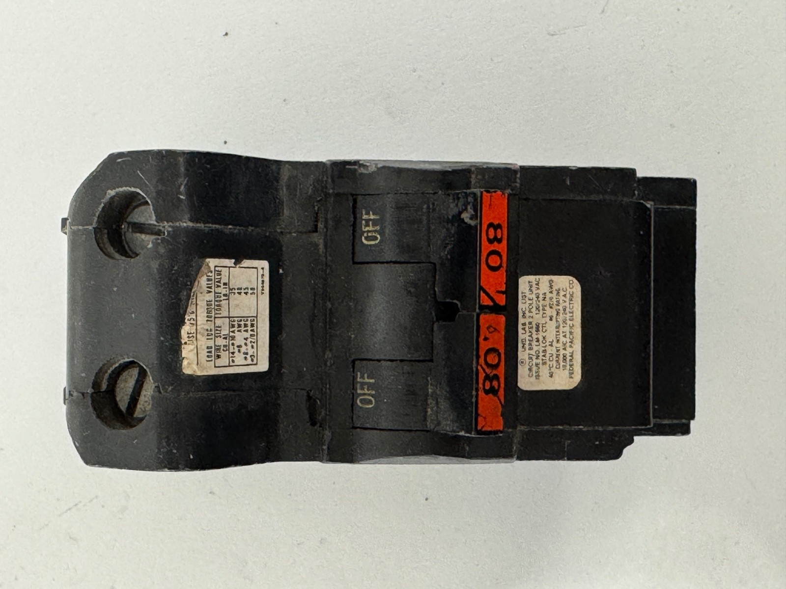Federal Pacific Electric NA280 2 Pole 80 Amp 10kA@240V Stab-Lok Circuit Breaker