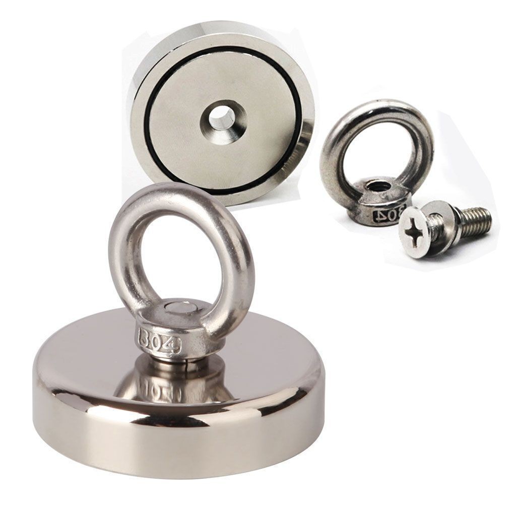 600LBS Pull Force Fishing Magnet Strong Neodymium Treasure Hunt Heavy Duty 2.4in
