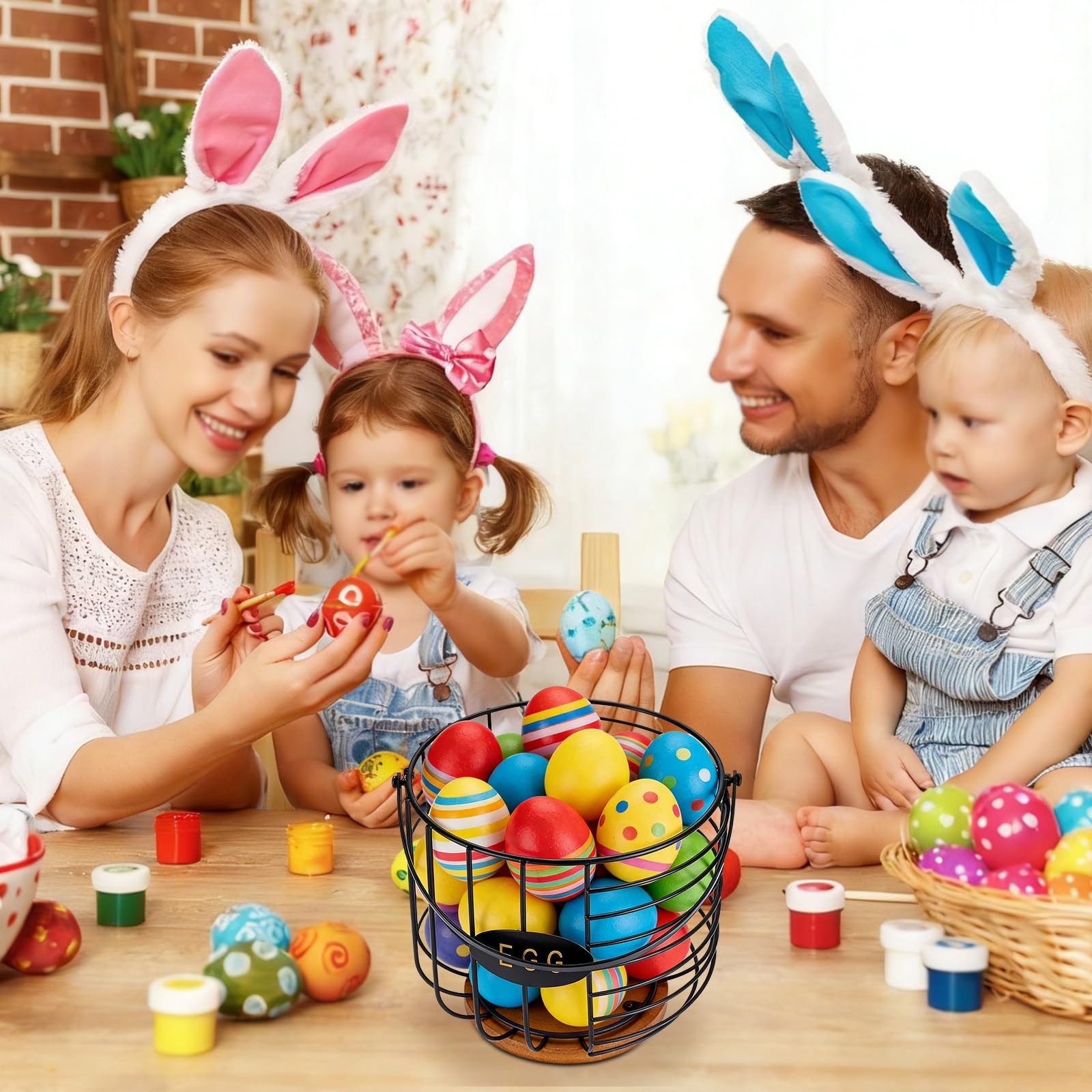 6.5» Farmhouse Egg Basket for Gathering Fresh Eggs, Metal Egg Holder Counter…