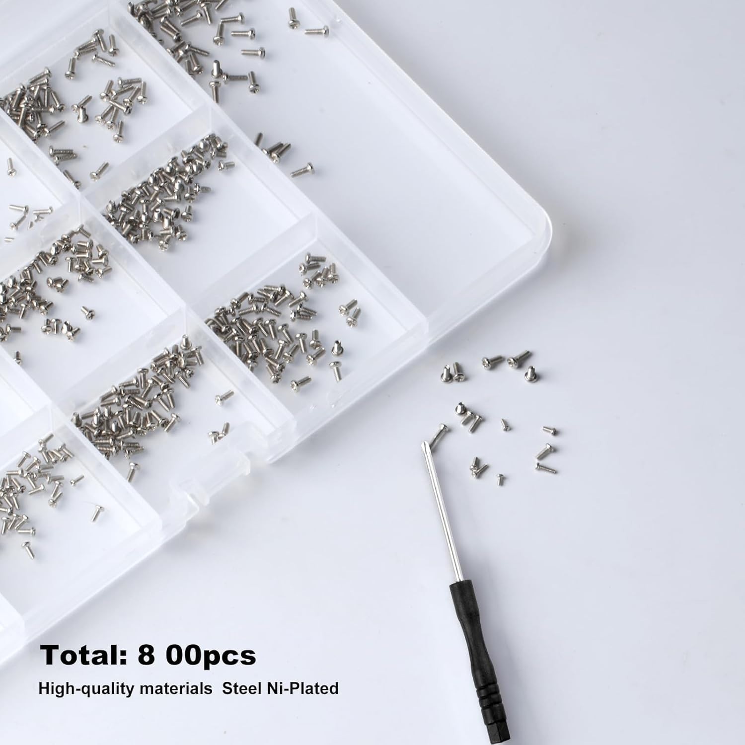 Mini Micro Small Phillips Pan Head Machine Screws Assortment Kit Nickel 800 Pcs