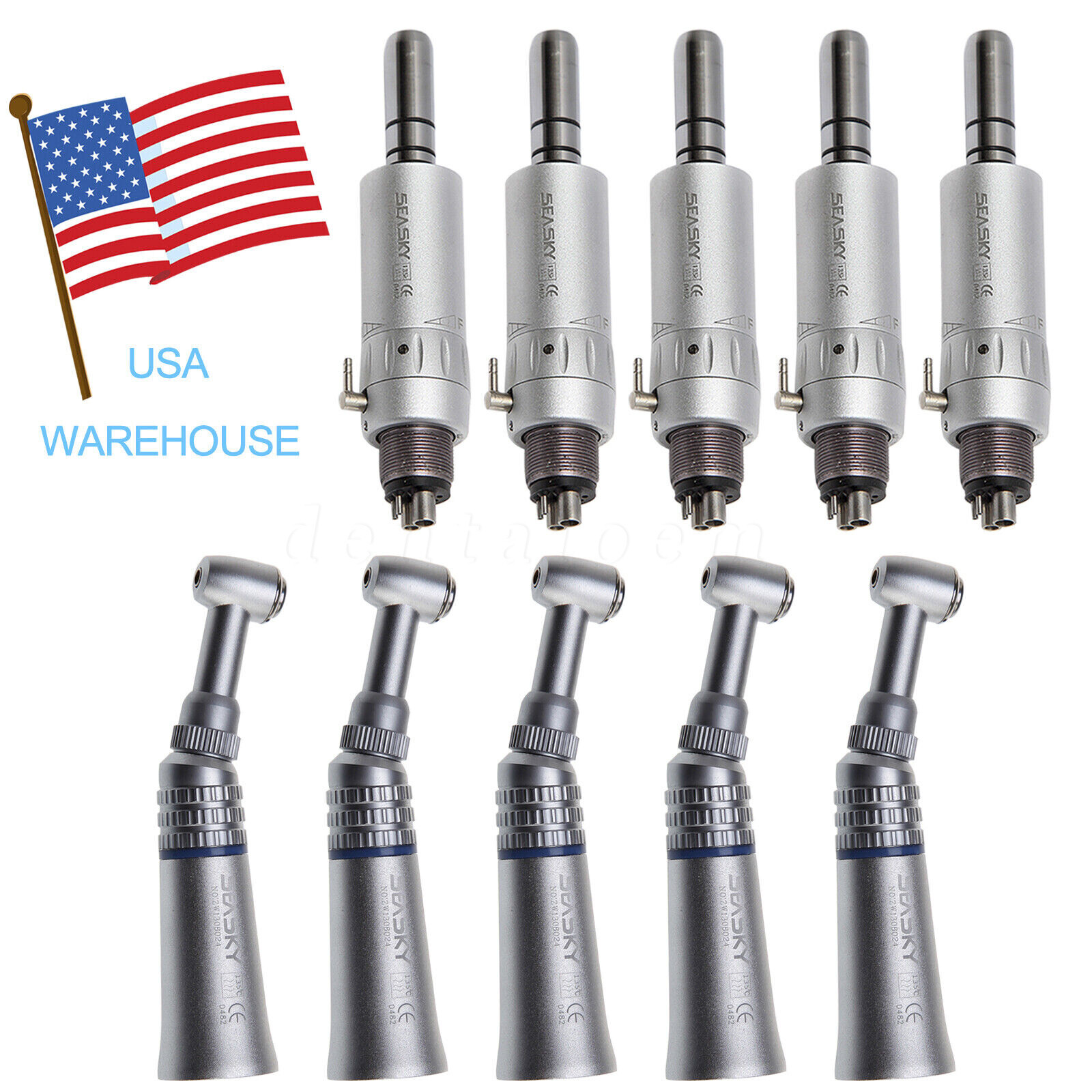 NSK Style Dental Slow Speed Handpiece Push Button Contra Angle Air Motor E-type