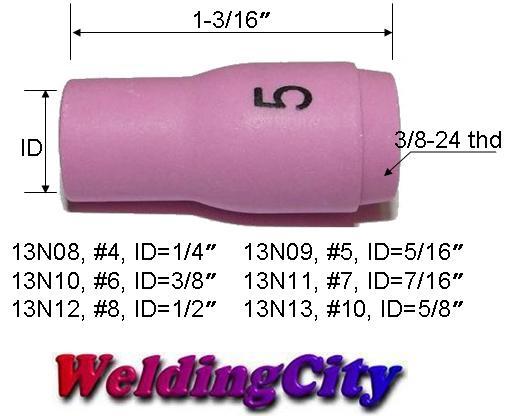 WeldingCity® 10-pk Ceramic Cup Nozzle 13N09 #5 5/16 TIG Welding Torch 9/20/25 US