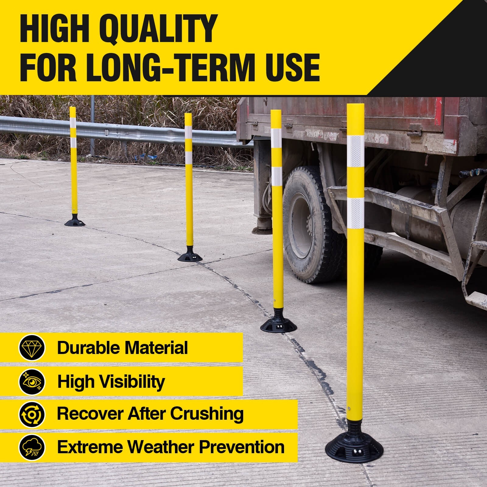 48”/36” Flexible Surface Mount Delineator Posts for Parking Lot Road Safety