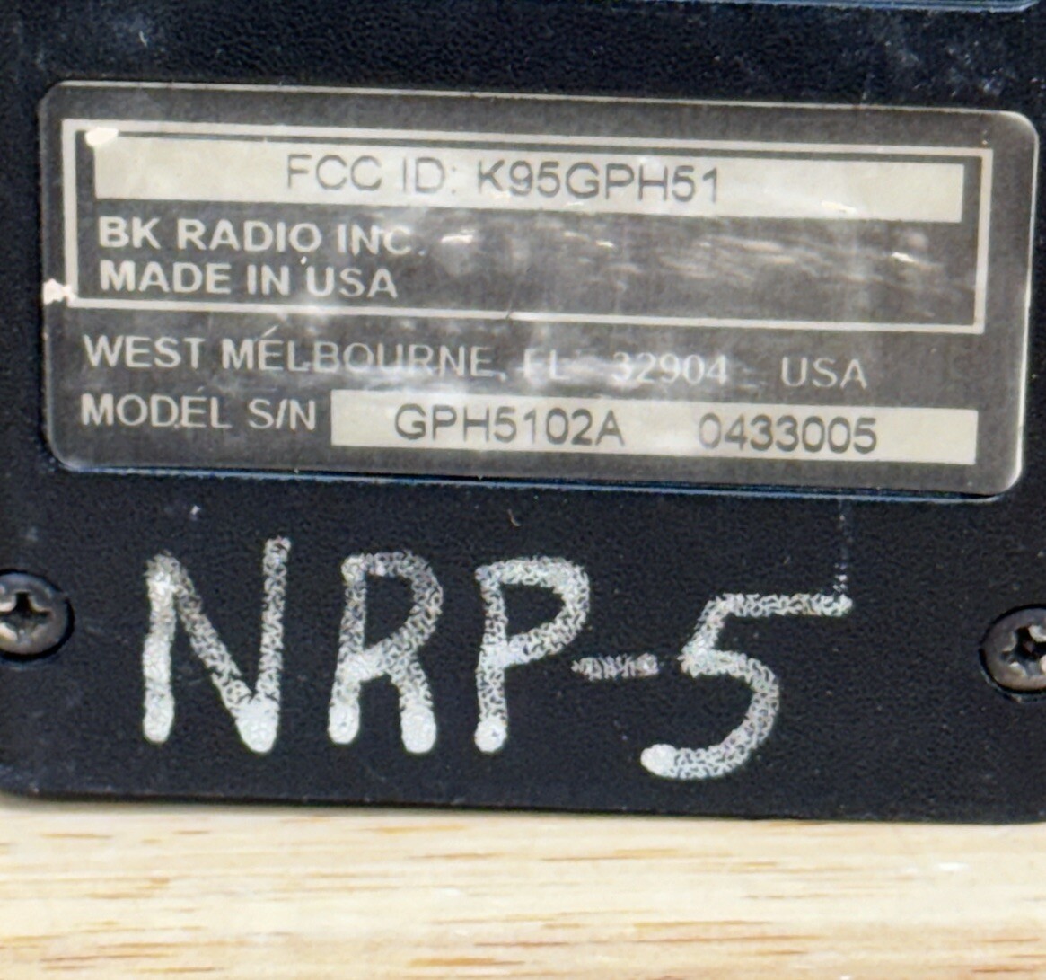 BENDIX KING GPH5102A /PORTABLE BK RADIO K95GPH51 Untested