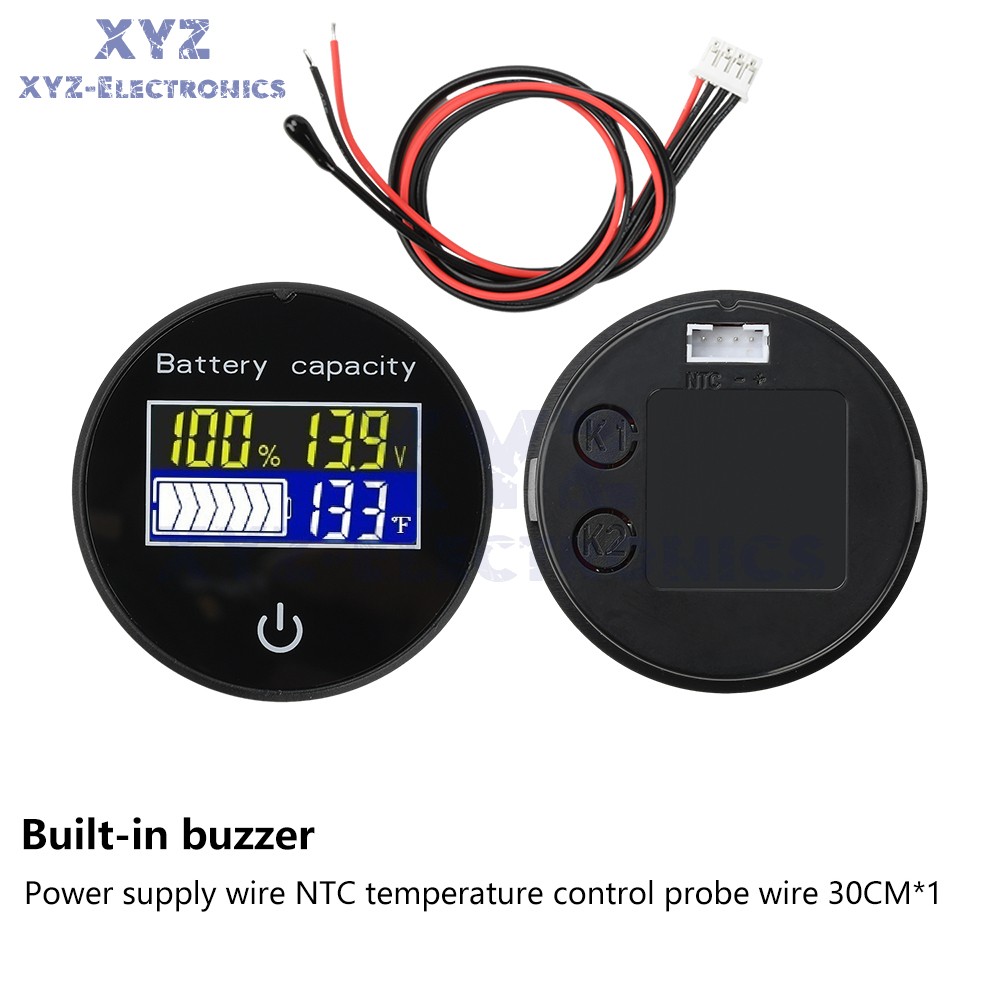 LCD Digital Battery Level Indicator Voltage Power Percentage Temperature Display