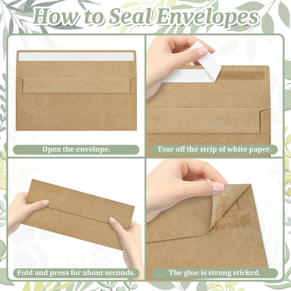 Kraft #10 Business Envelopes 50 Pack Self Seal Standard Size 4.125 x 9.5 Inches