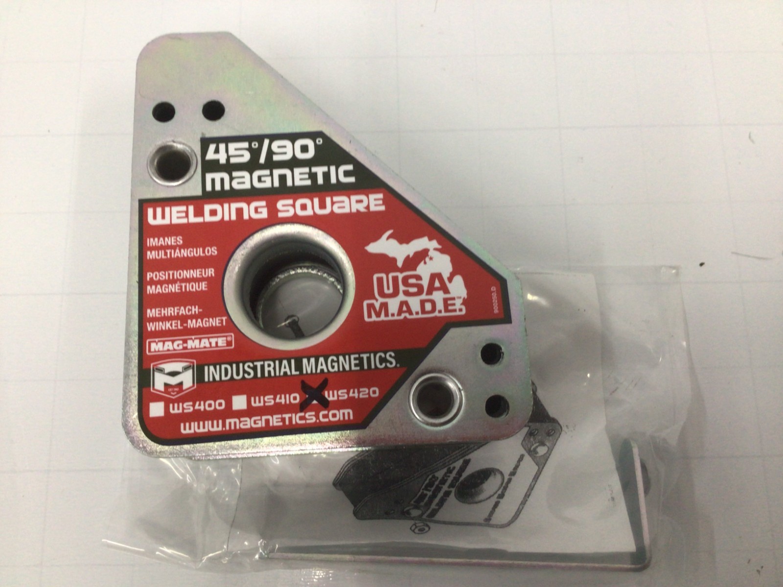 MAG-MATE WS420 Magnetic Welding Square, 45 deg, 90 deg 2MJK2