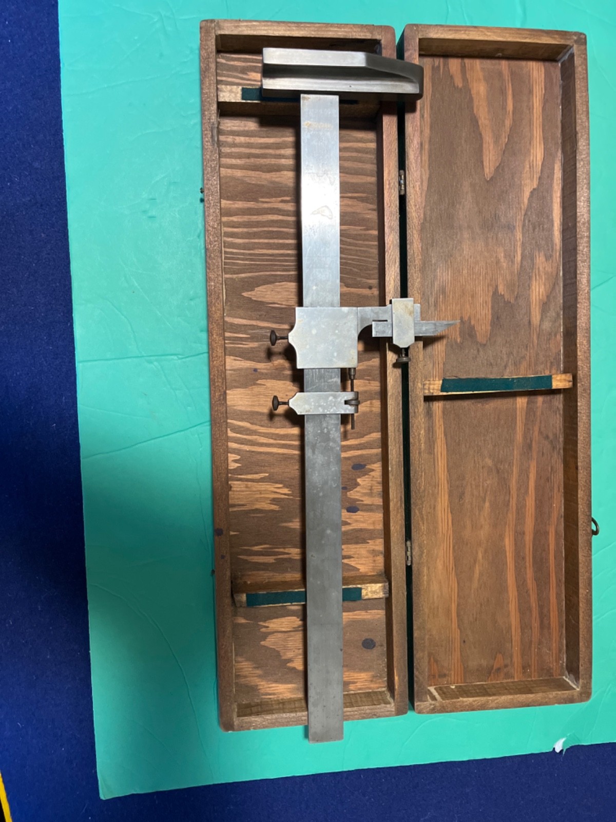 Vintage McGrath Vernier Height Gage in wooden box. St Paul.