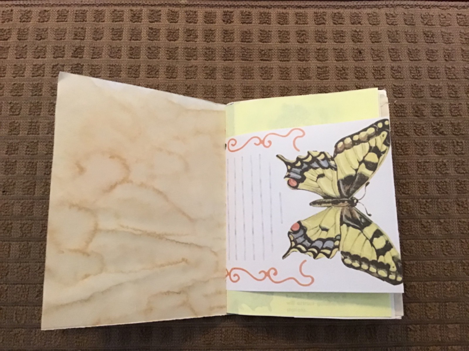 Handmade Naked Junk Journal 5-1/2” x 4-1/4” Mushroom & Leaves Print Cover