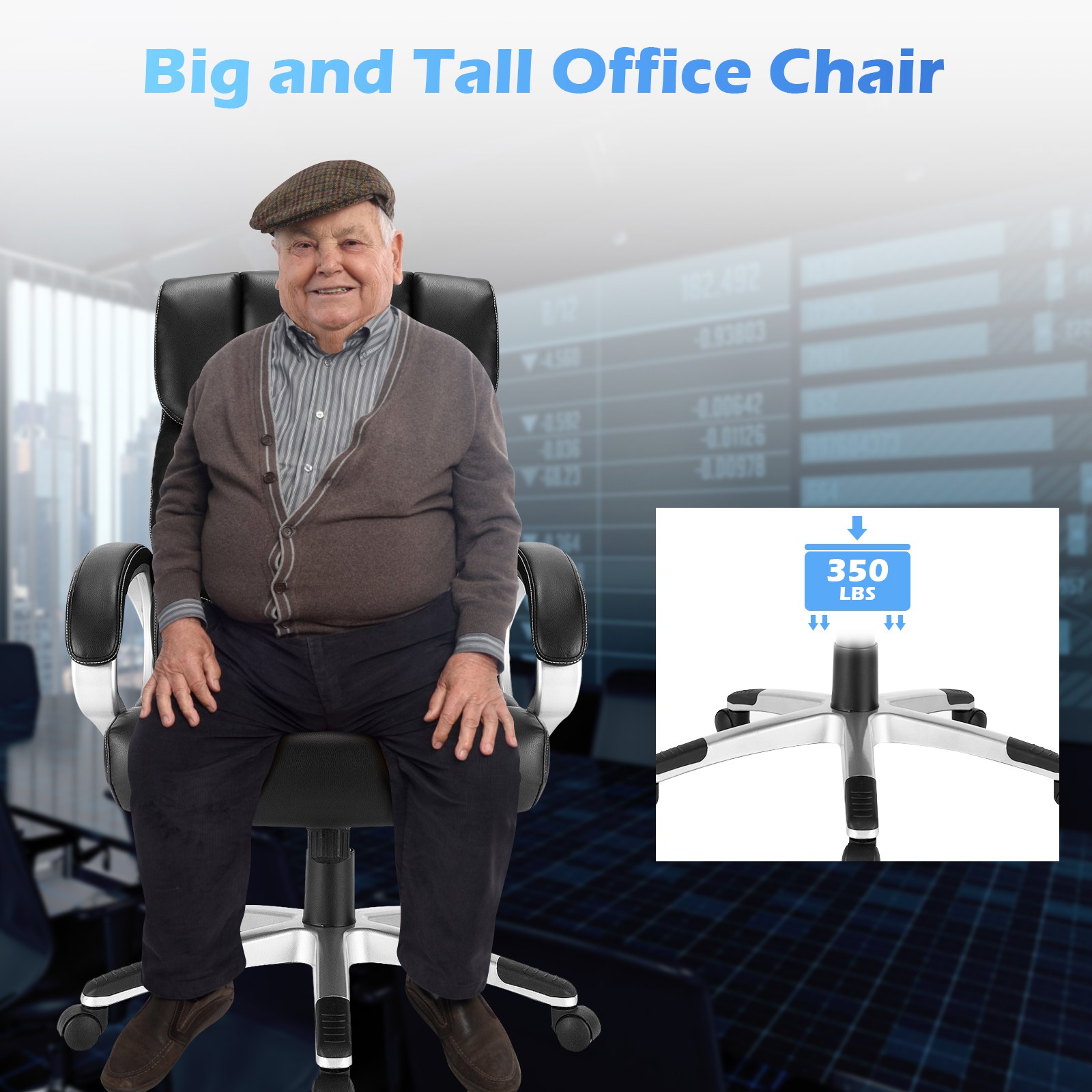 Costway Executive High Back Big & Tall Leather Adjustable Computer Desk Chair