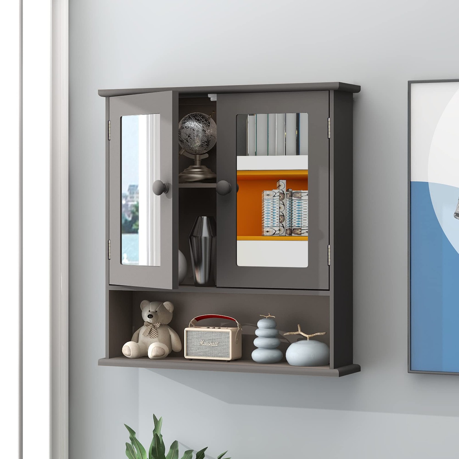 TaoHFE 20.1 inches (W) x 22.8 (H) x 5.1 (D), Grey With Mirror
