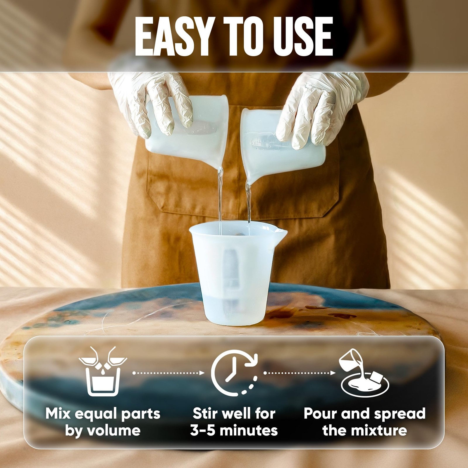 Table Top Epoxy Resin Kit 1 Gallon – Ultra Clear, High-Gloss, UV & Scratch Re…