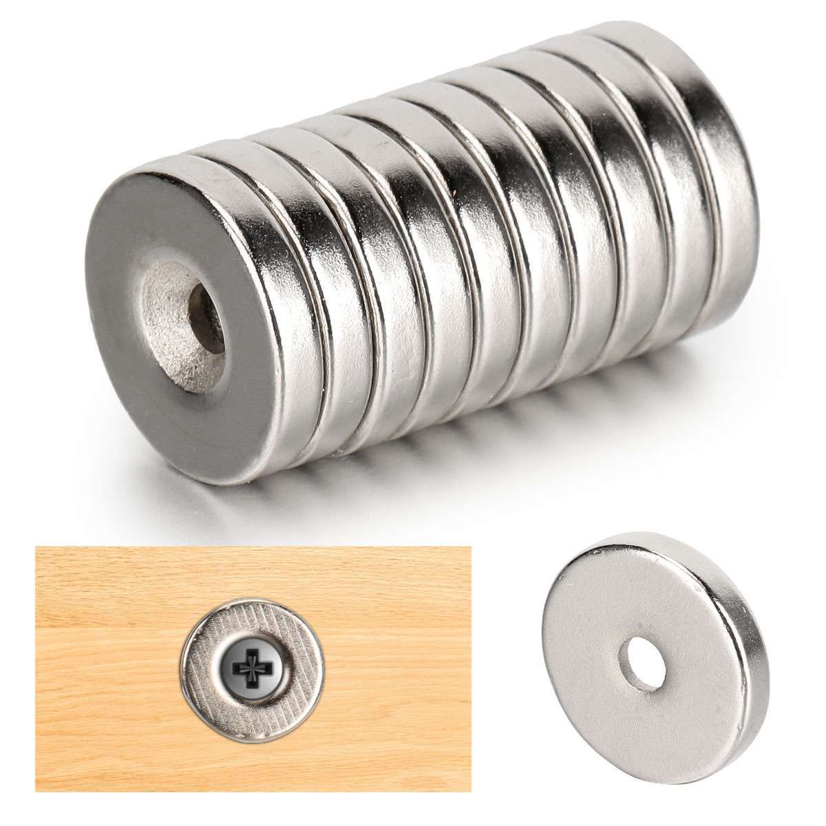 20/30/50x Strong Countersunk Ring Magnets 15 x 3mm Hole 3mm Rare Earth Neodymium