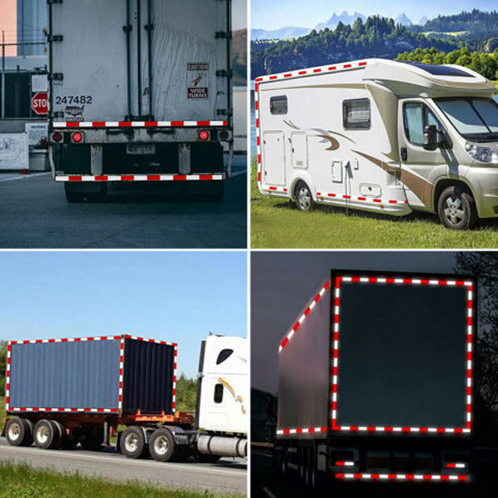 Reflective Safety Tape Waterproof Red and White Adhesive for Trailer Cars Trucks