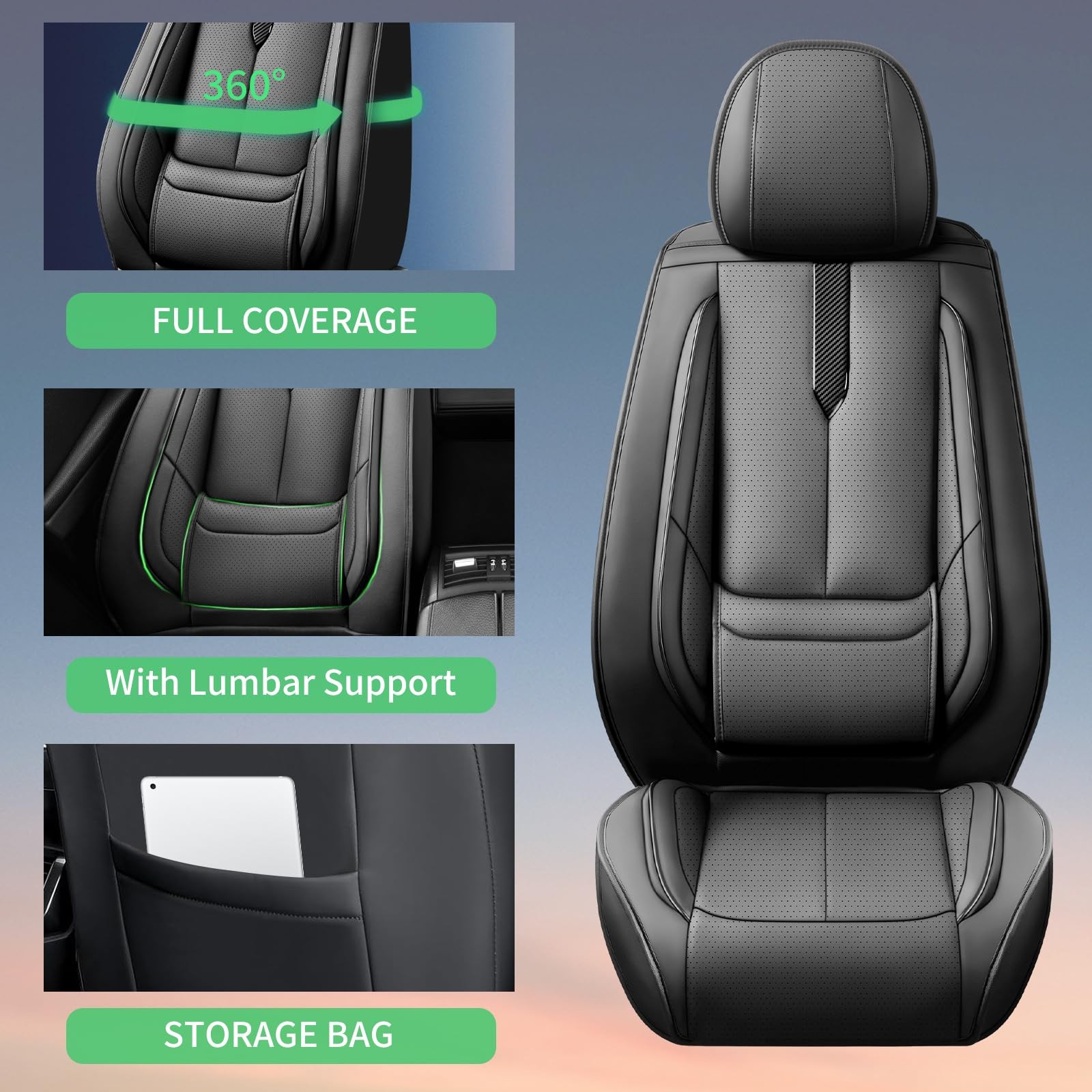 Jeep Patriot 2007-2017 Seat Covers Waterproof Leather Airbag Compatible Black