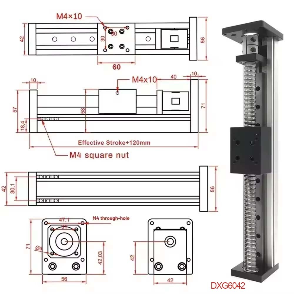 CNC Sliding Table Linear Rail Nema23 1605 Ball Screw Motion Stage 50/60KG Load