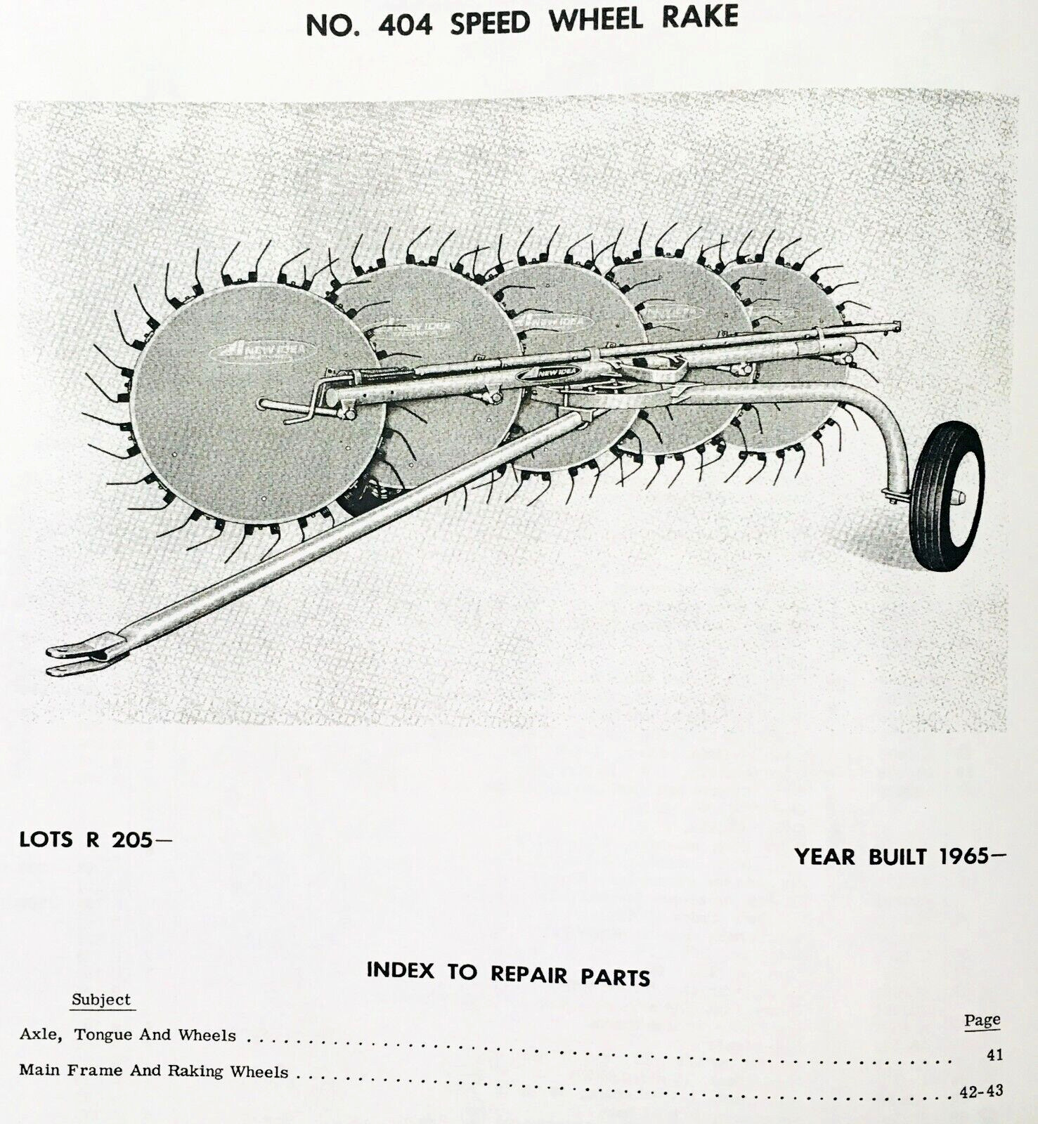 New Idea 402 5 Bar 403 4 Bar Parallel Side Rake Operators Manual Parts Catalog
