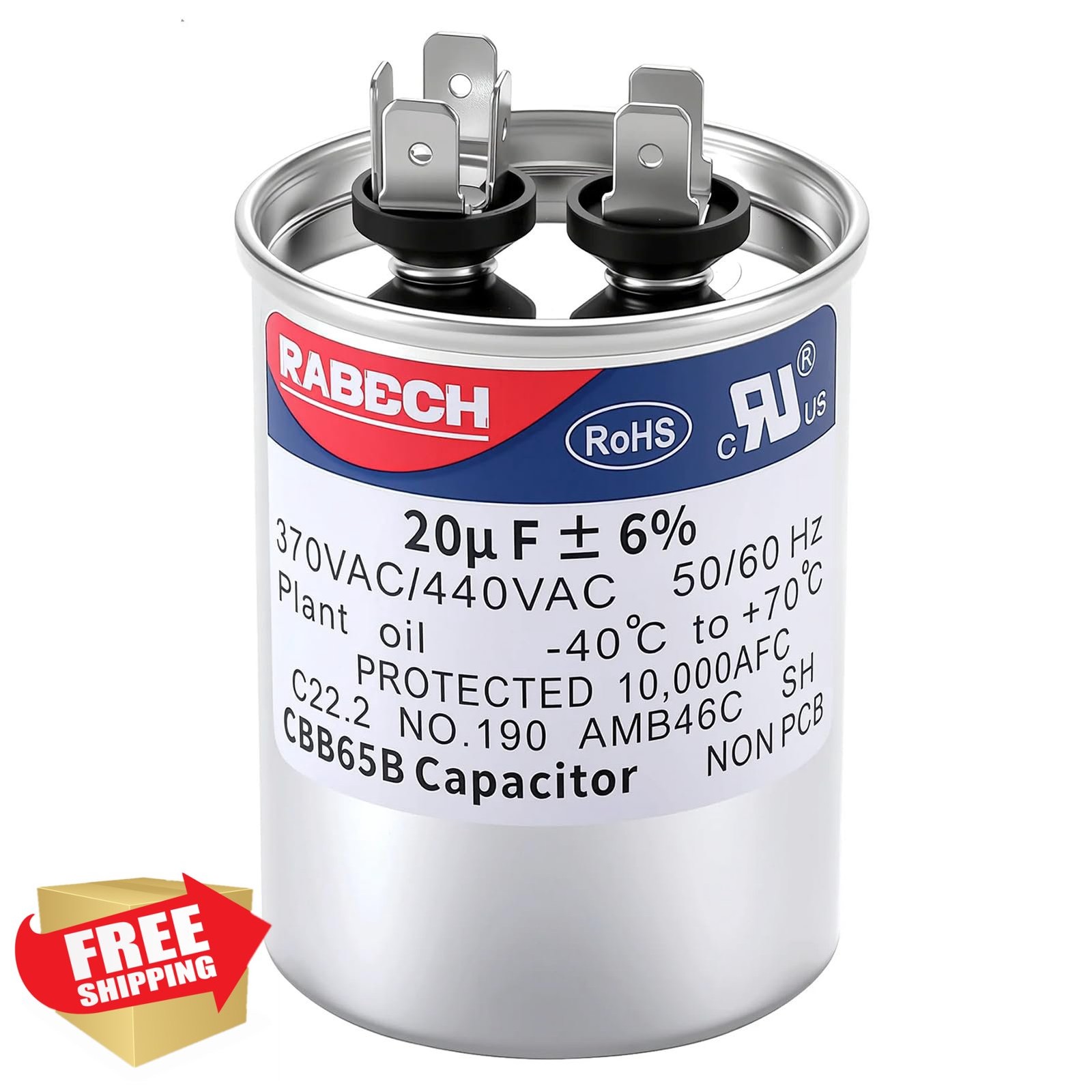 RABECH 20MFD 370V/450V CBB65B AC Capacitor