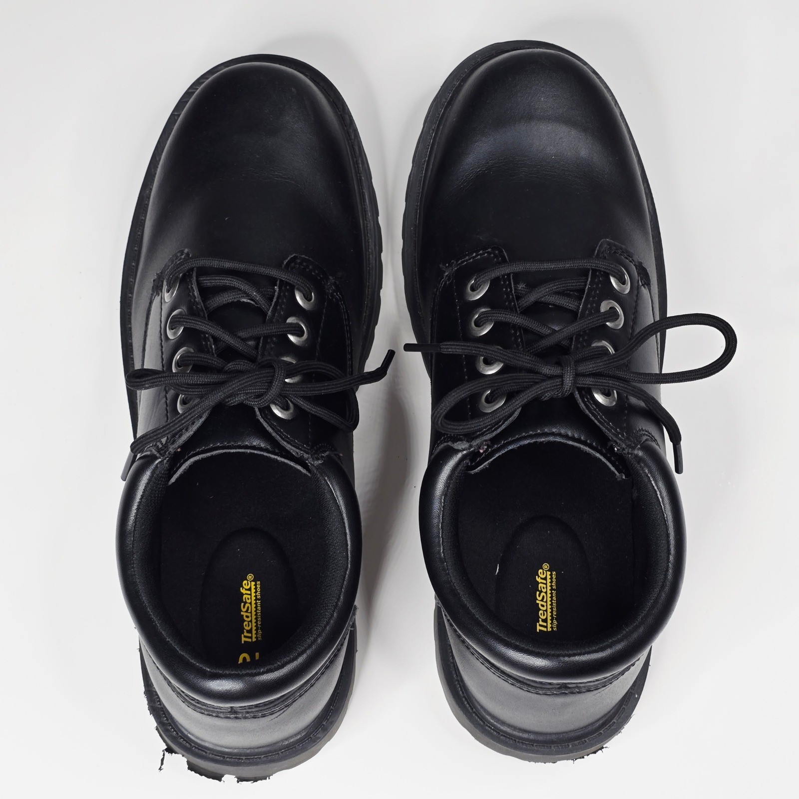 TredSafe Mens Black Leather Lace Up Oil Slip Resistant Work Shoes Size 9.5